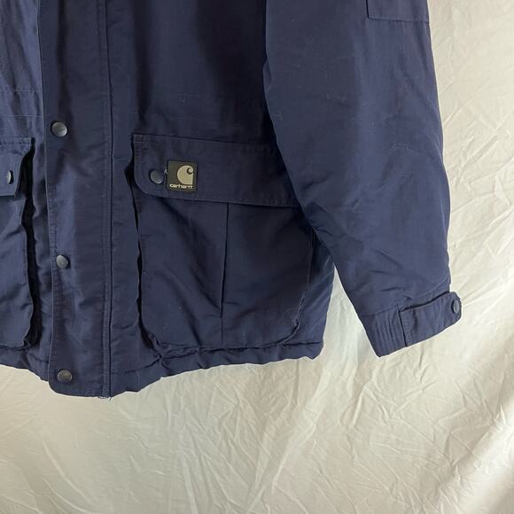 Carhartt Nylon Navy Blue Quilted Lining Mountain Rancher Dad Coat XL - Picture 4 of 6
